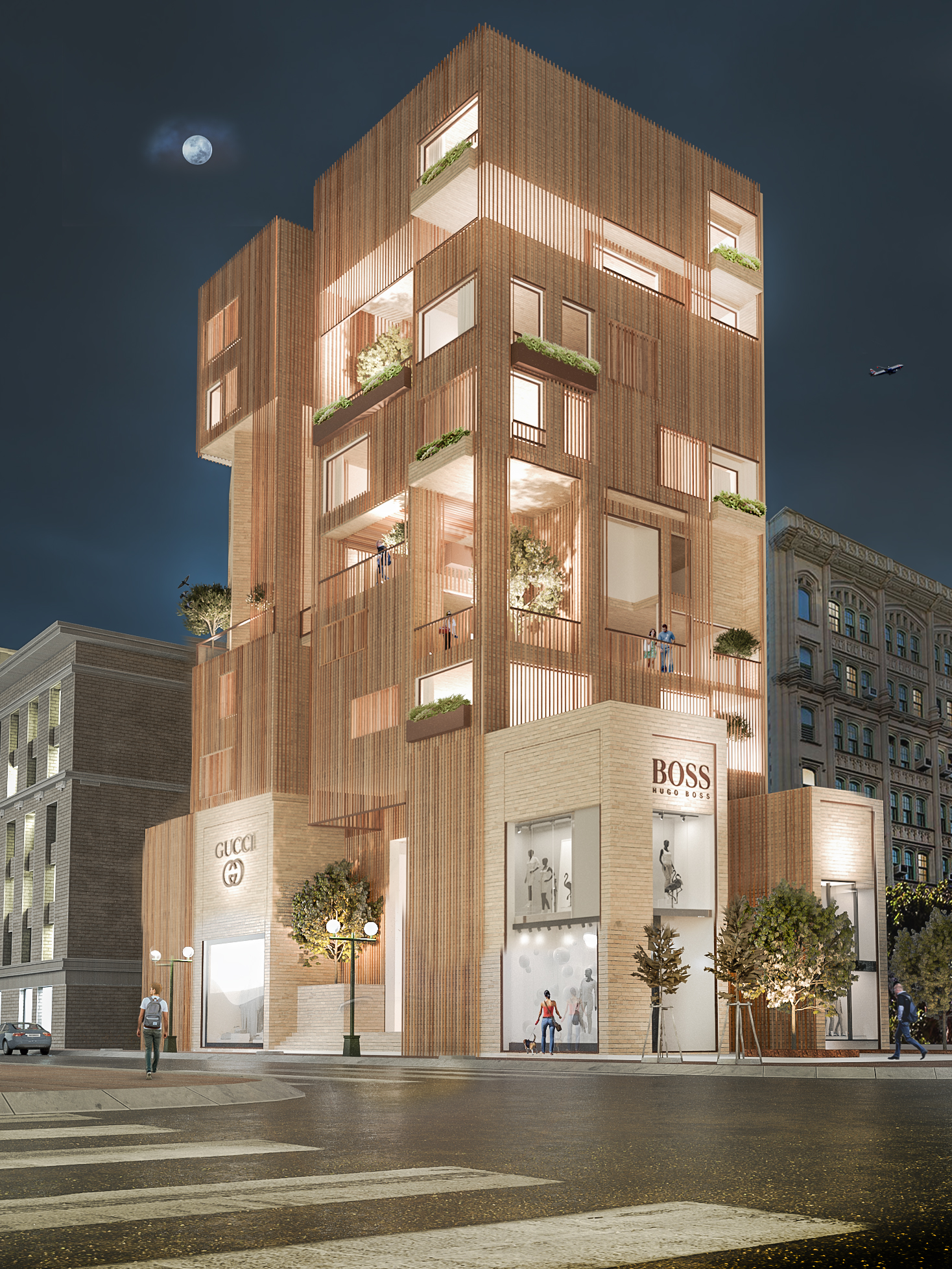 Innovative Architectural Mastery: Transformative 10-Story Building with Dynamic Wood Panel Facade — image 1