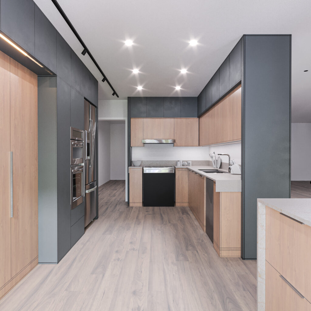 Galley Kitchen in Oak and Charcoal