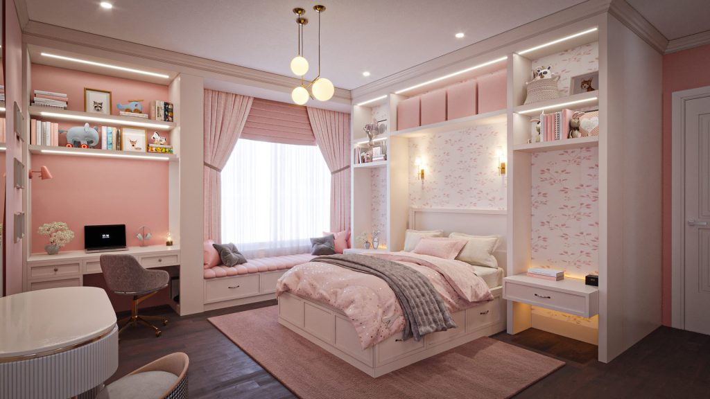 Pink Bedroom for a Young Girl