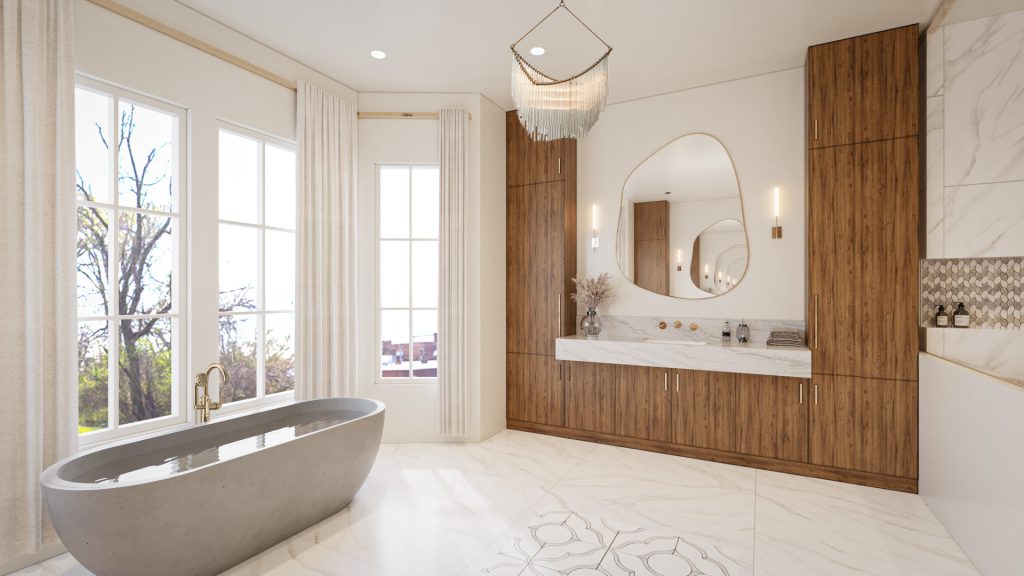 Primary Bathroom with a Freestanding Tub